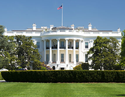 The white house against a blue sky