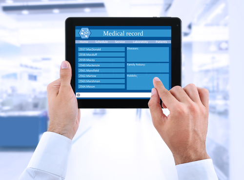 a medical record on a tablet