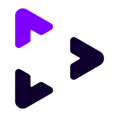 triad logo composed of two black triangles and one purple triangle forming a larger triangle